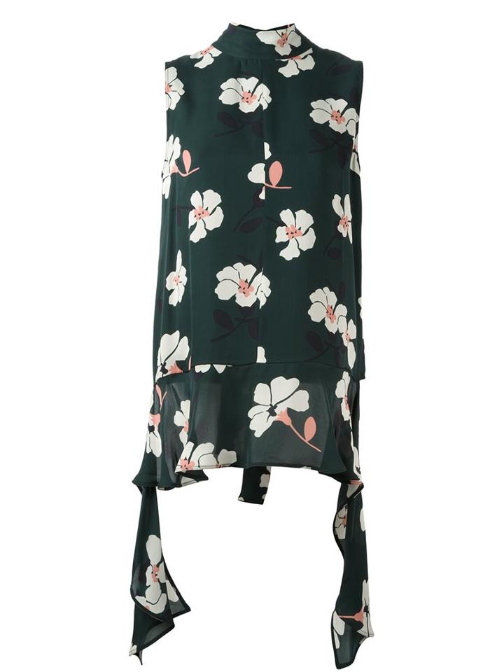 Marni Floral Print Sleeveless Blouse, Women's, Size: 40, Green, Silk