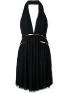 Jay Ahr Gold-tone Detail Halterneck Dress, Women's, Size: 38, Black, Polyester