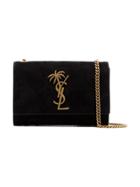 Saint Laurent Black Kate Palm Tree Logo Suede Shoulder Bag