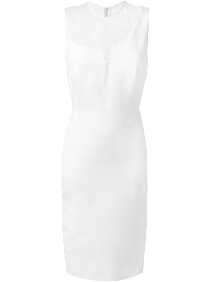 Victoria Beckham Sheer Panel Fitted Dress, Women's, Size: 10, White, Viscose/polyamide/spandex/elastane/silk