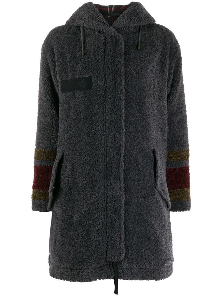 Mr & Mrs Italy Flared Faux-shearling Coat - Grey