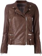 S.w.o.r.d 6.6.44 Zipped Leather Jacket, Women's, Size: 42, Brown, Cotton/leather/polyester