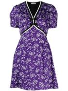 Miu Miu Floral Flared Short Dress - Purple