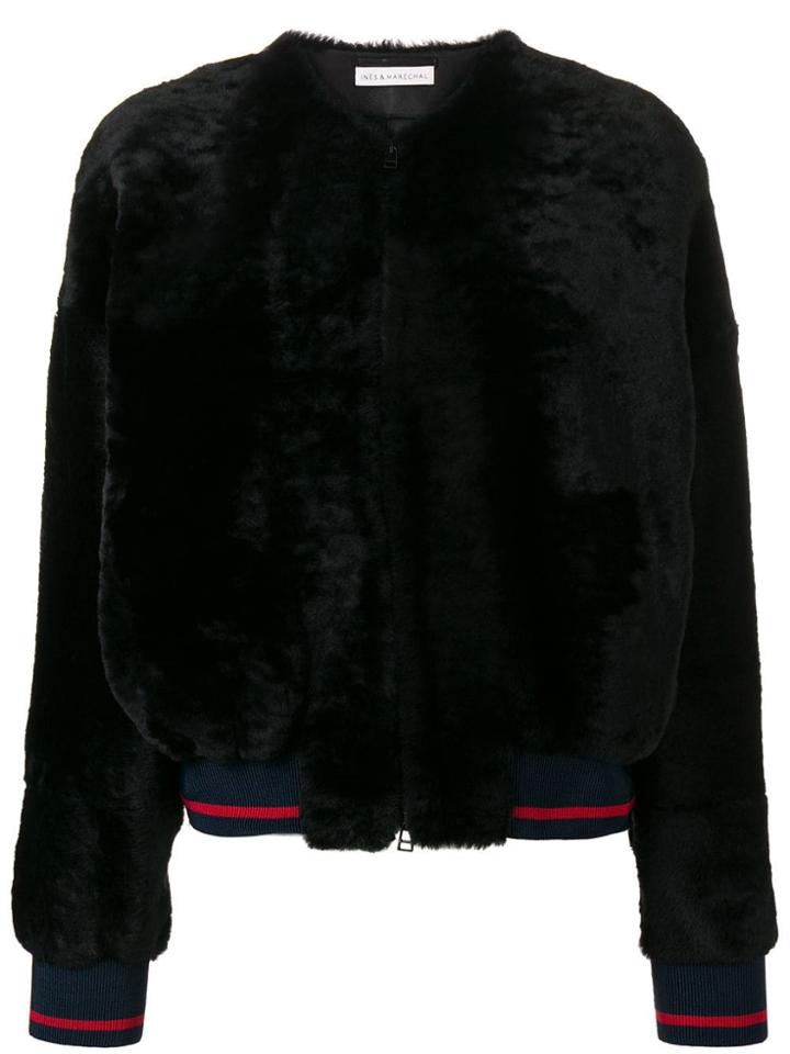 Inès & Maréchal Diane Fur Bomber Jacket - Black