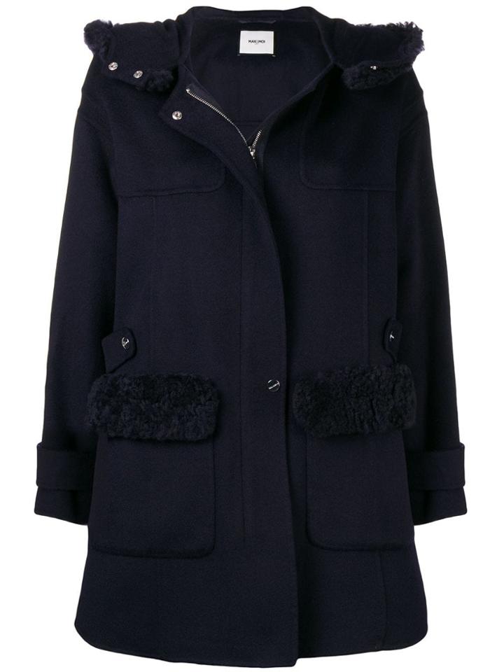 Max & Moi Shearling Hood Coat - Blue