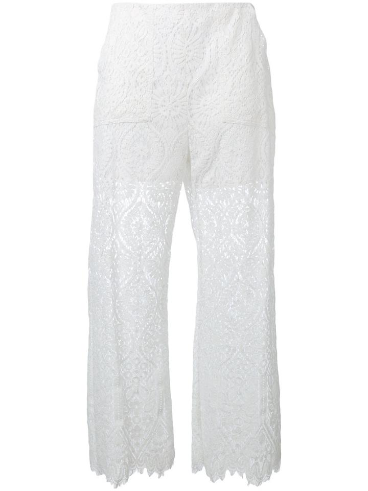 Msgm Lace Panel Trousers, Women's, Size: 42, White, Polyamide/viscose/polyester