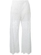 Msgm Lace Panel Trousers, Women's, Size: 42, White, Polyamide/viscose/polyester