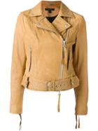 Muubaa 'holmedale' Biker Jacket, Women's, Size: 14, Brown, Polyester/viscose/lamb Skin