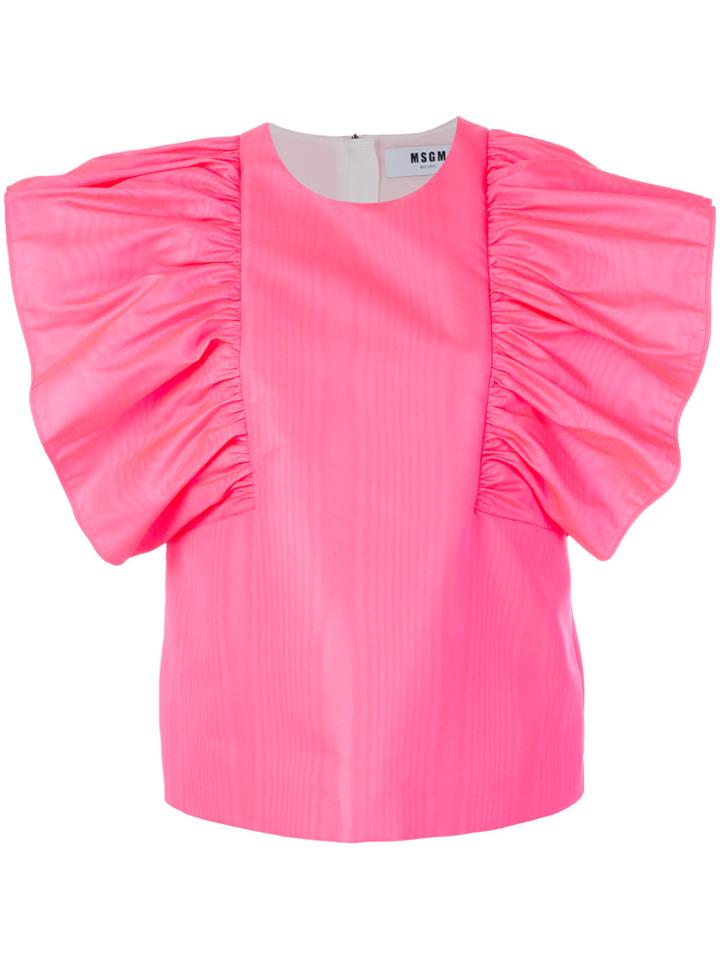 Msgm Ruffled Sleeve Blouse - Pink & Purple