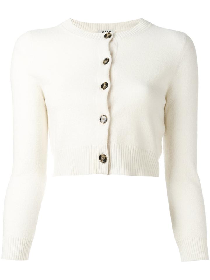 Acne Studios Cropped Cardigan, Women's, Size: Medium, White, Wool
