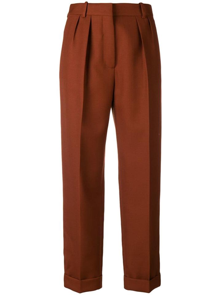 Victoria Beckham High Waisted Pleat Trousers - Brown