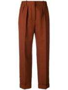Victoria Beckham High Waisted Pleat Trousers - Brown