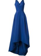 Carolina Herrera V-neck High Low Gown, Women's, Size: 12, Blue, Silk