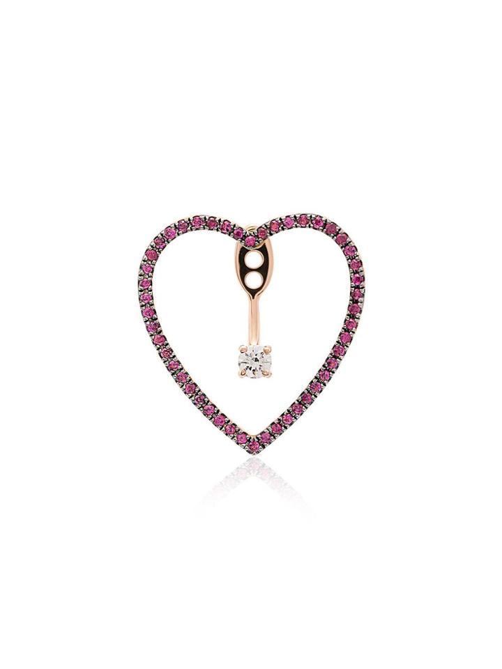 Yvonne Léon Red Heart 18kt Gold Ruby Earring