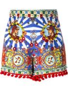 Dolce & Gabbana Carretto Siciliano Print Shorts, Women's, Size: 38, Viscose/cotton/spandex/elastane/silk