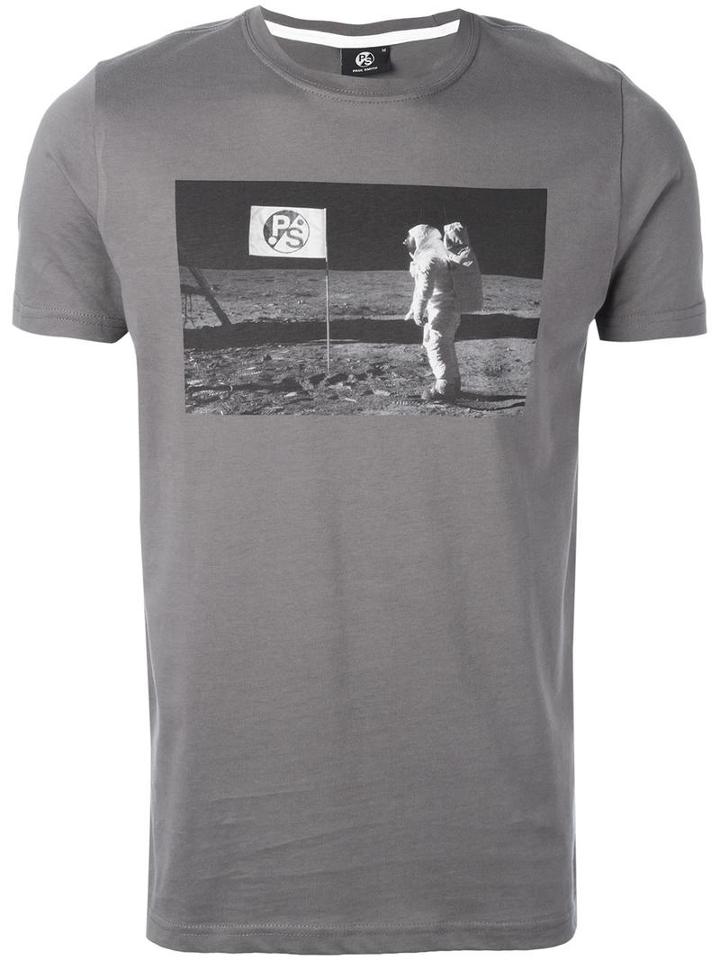 Ps By Paul Smith Printed T-shirt, Men's, Size: Large, Grey, Organic Cotton