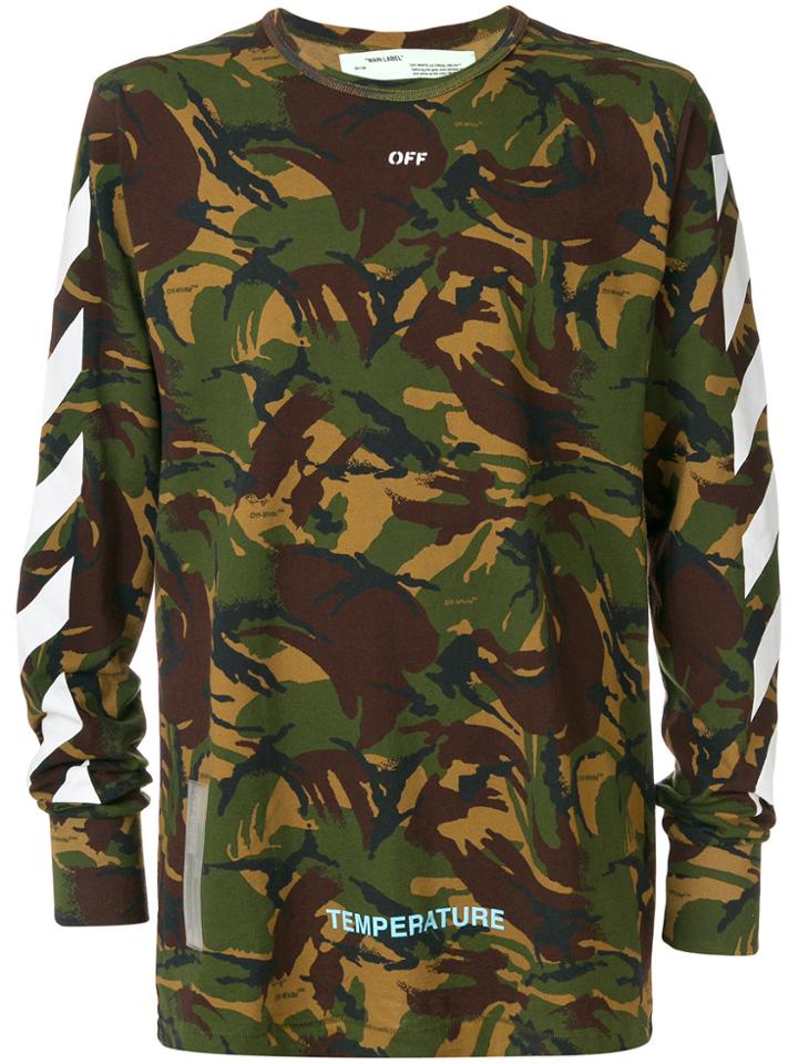 Off-white Camouflage Print Long Sleeve T-shirt - Green