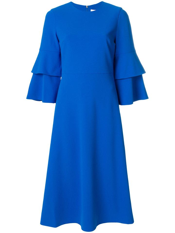 Tibi Structured Bell Sleeve Midi Dress - Blue
