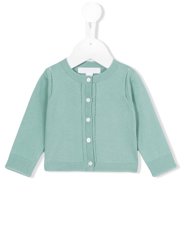Burberry Kids - Check Cuff Knitted Cardigan - Kids - Cotton - 9 Mth, Green