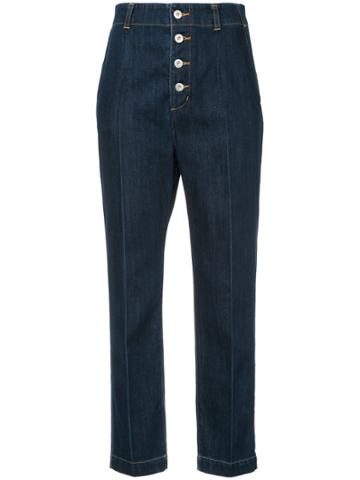 Le Ciel Bleu High Waisted Cropped Jeans - Blue