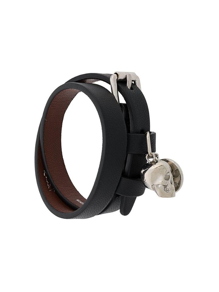Alexander Mcqueen Double-wrap Buckled Bracelet - Black