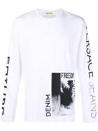 Versace Jeans Graphic Logo Print Long Sleeve Top - White