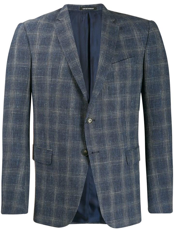 Emporio Armani Checked Pattern Blazer - Blue