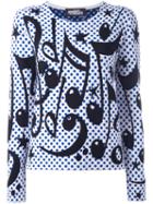 Jeremy Scott Music Intarsia Jumper, Women's, Size: 40, Blue, Virgin Wool