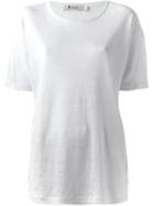 T By Alexander Wang Round Neck T-shirt, Women's, Size: M, White, Silk/linen/flax