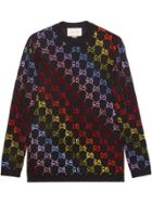 Gucci Wool Sweater With Gg Rhinestone Motif - Black