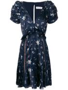 Self-portrait Star Print Ruffle Dress - Blue