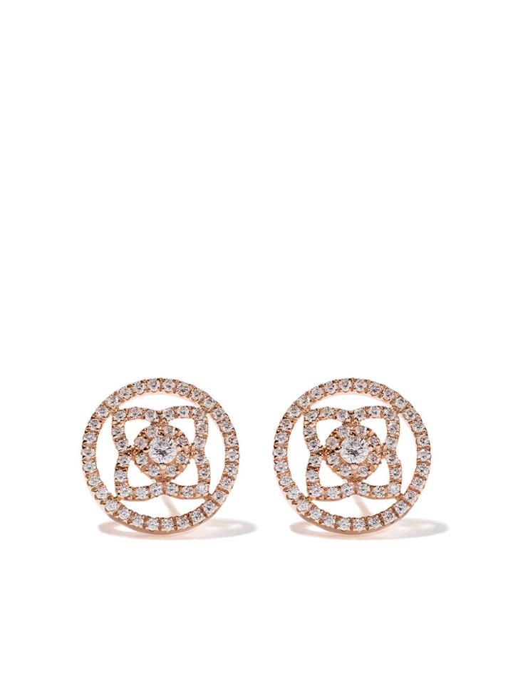 De Beers 18kt Rose Gold Enchanted Lotus Openwork Diamond Stud Earrings