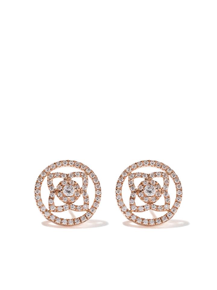 De Beers 18kt Rose Gold Enchanted Lotus Openwork Diamond Stud Earrings