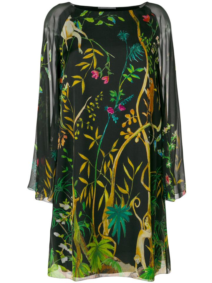 Alberta Ferretti Jungle Print Dress - Black
