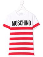 Moschino Kids Teen Striped T-shirt - White