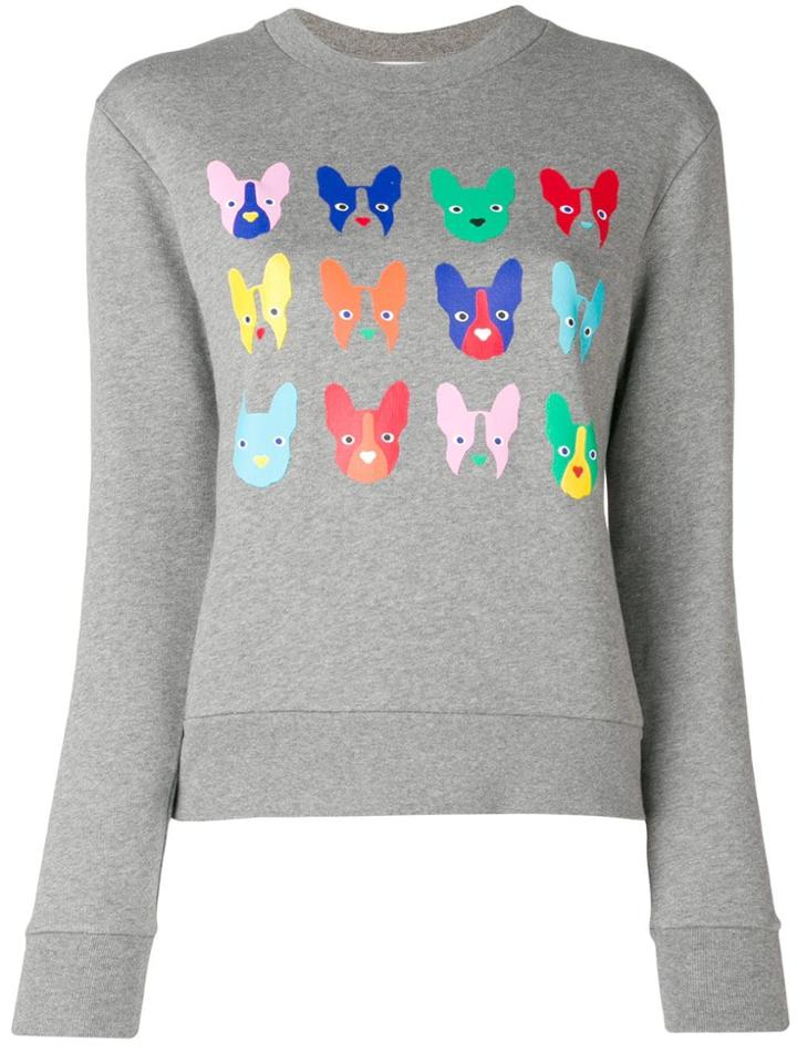 Être Cécile Dog Grid Printed Sweatshirt - Grey