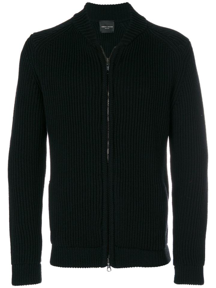 Roberto Collina Zip Front Cardigan - Black