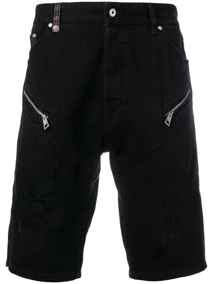 Just Cavalli Zip-embellished Denim Shorts - Black