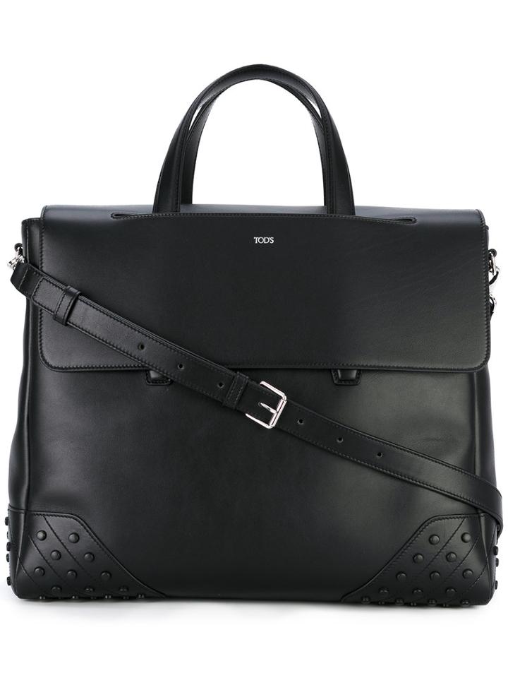 Tod's - Tote Bag - Men - Cotton/calf Leather - One Size, Black, Cotton/calf Leather