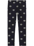 Burberry Slim Fit Fil Coupé Crest Wool Tailored Trousers - Blue