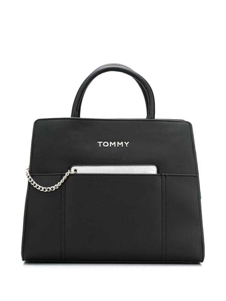 Tommy Hilfiger Logo Top-handle Tote - Black