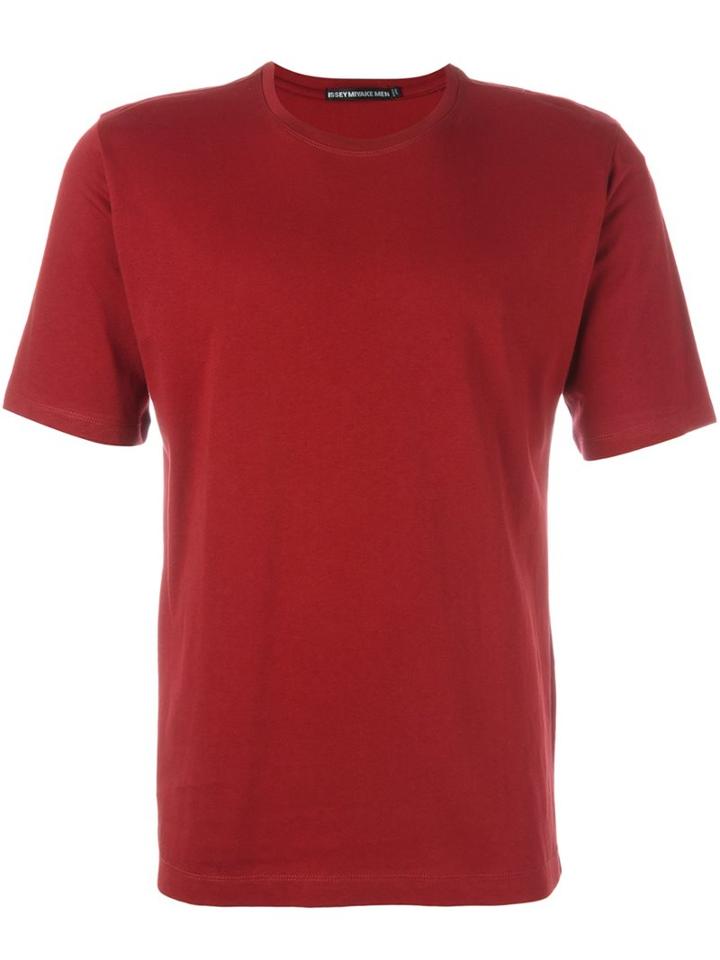 Issey Miyake Men Basic T-shirt, Size: 5, Red, Cotton
