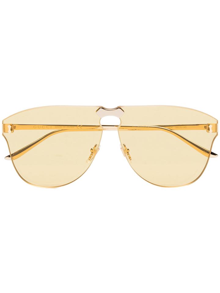 Gucci Eyewear Yellow Aviator-frame Rimless Sunglasses - Yellow &