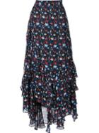 Tanya Taylor Ruffle Detail Floral Print Skirt