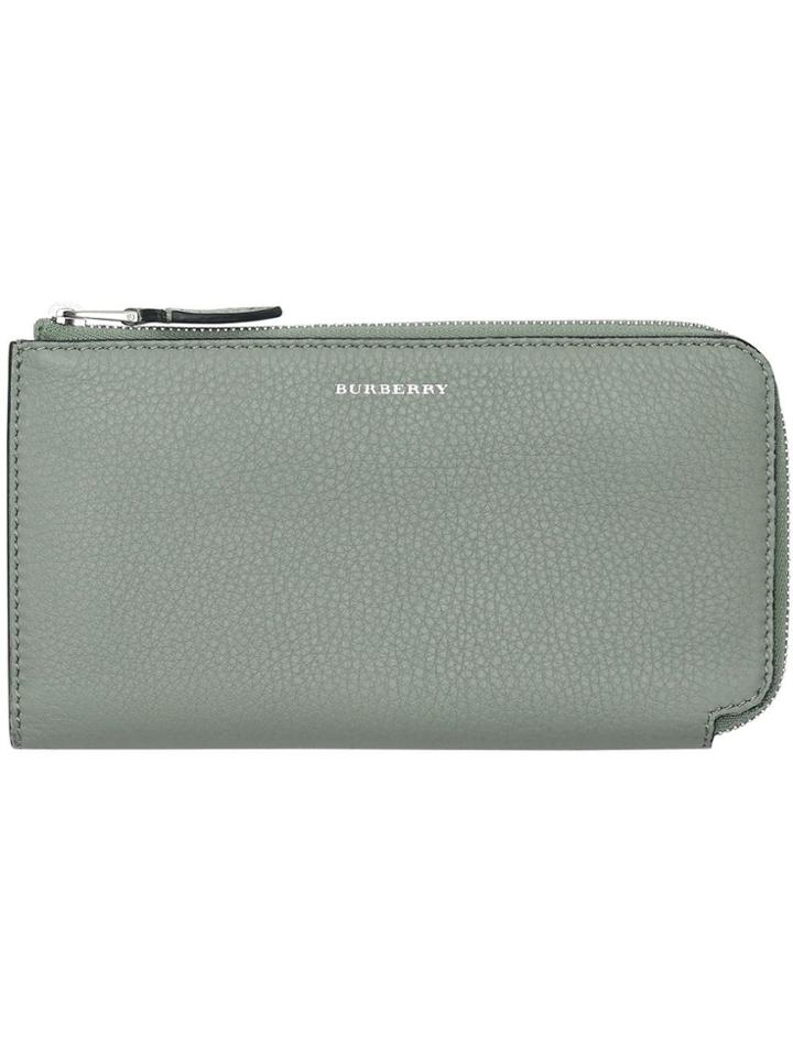 Burberry Two-tone Leather Ziparound Wallet And Coin Case - Blue
