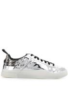 Diesel Lace-up Metallic Sneakers - Silver
