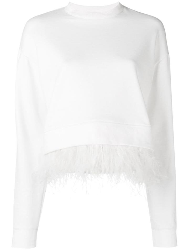 Derek Lam 10 Crosby Feather Trim Sweatshirt - White