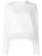Derek Lam 10 Crosby Feather Trim Sweatshirt - White
