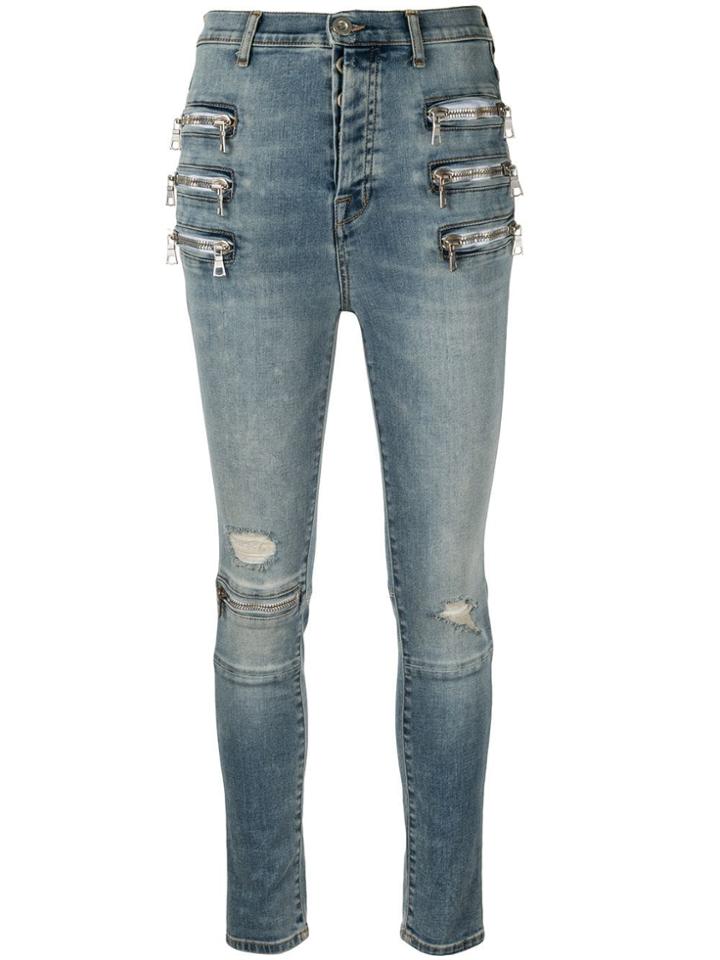 Unravel Project Zip-embellished Skinny Jeans - Blue