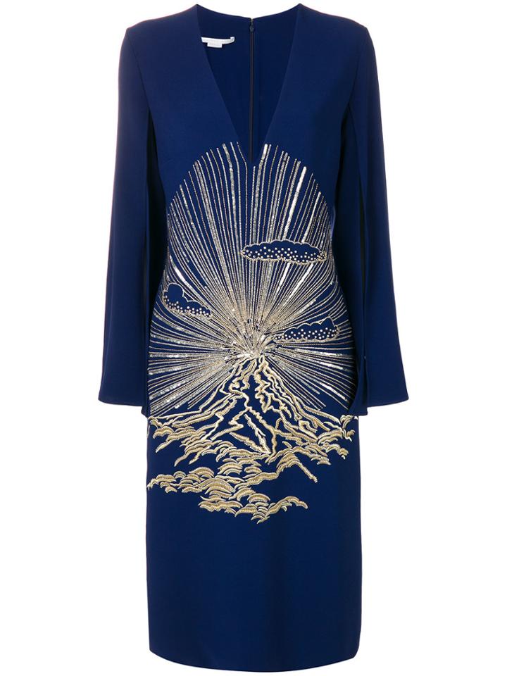 Stella Mccartney Embroidered Cape Dress - Blue